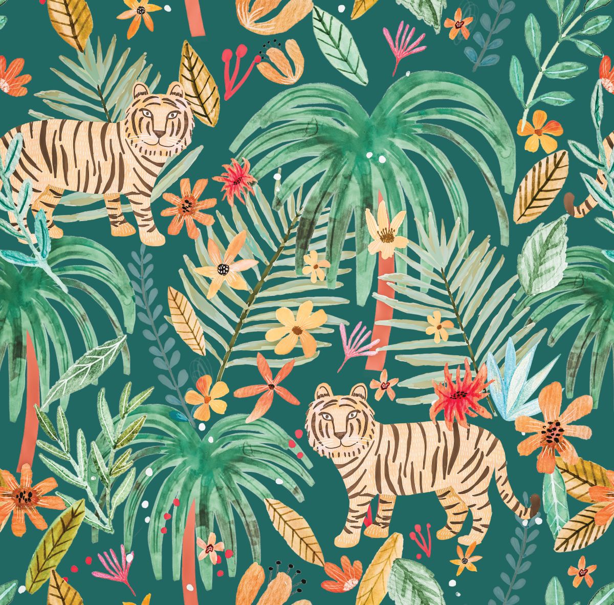 VEER DECOR Mia Charro Collection Jungle Jumboree Green Peel & Stick Wallpaper Novelty Green   - MIAPS4-01