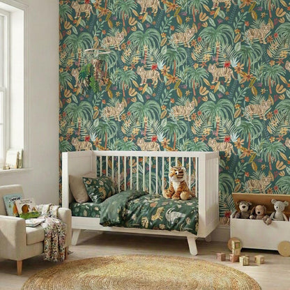 VEER DECOR Mia Charro Collection Jungle Jumboree Green Peel & Stick Wallpaper Novelty Green   - MIAPS4-01