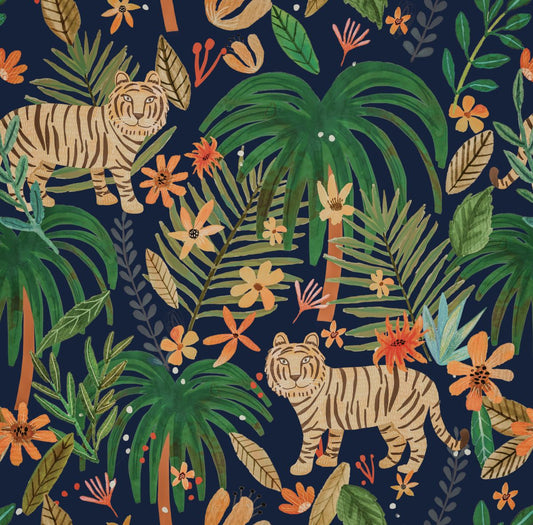 VEER DECOR Mia Charro Collection Jungle Jumboree Navy Peel & Stick Wallpaper Novelty Navy    - MIAPS4-02