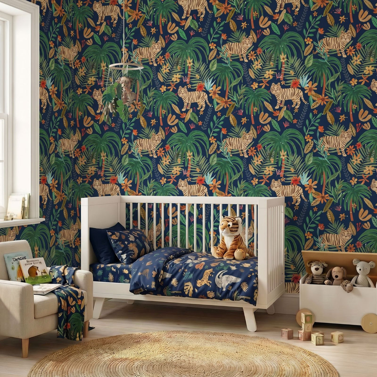 VEER DECOR Mia Charro Collection Jungle Jumboree Navy Peel & Stick Wallpaper Novelty Navy    - MIAPS4-02