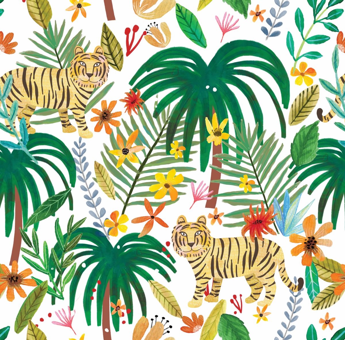 VEER DECOR Mia Charro Collection Jungle Jumboree White Peel & Stick Wallpaper Novelty White   - MIAPS4-03