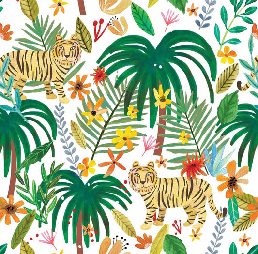 VEER DECOR Mia Charro Collection Jungle Jumboree White Peel & Stick Wallpaper Novelty White   - MIAPS4-03