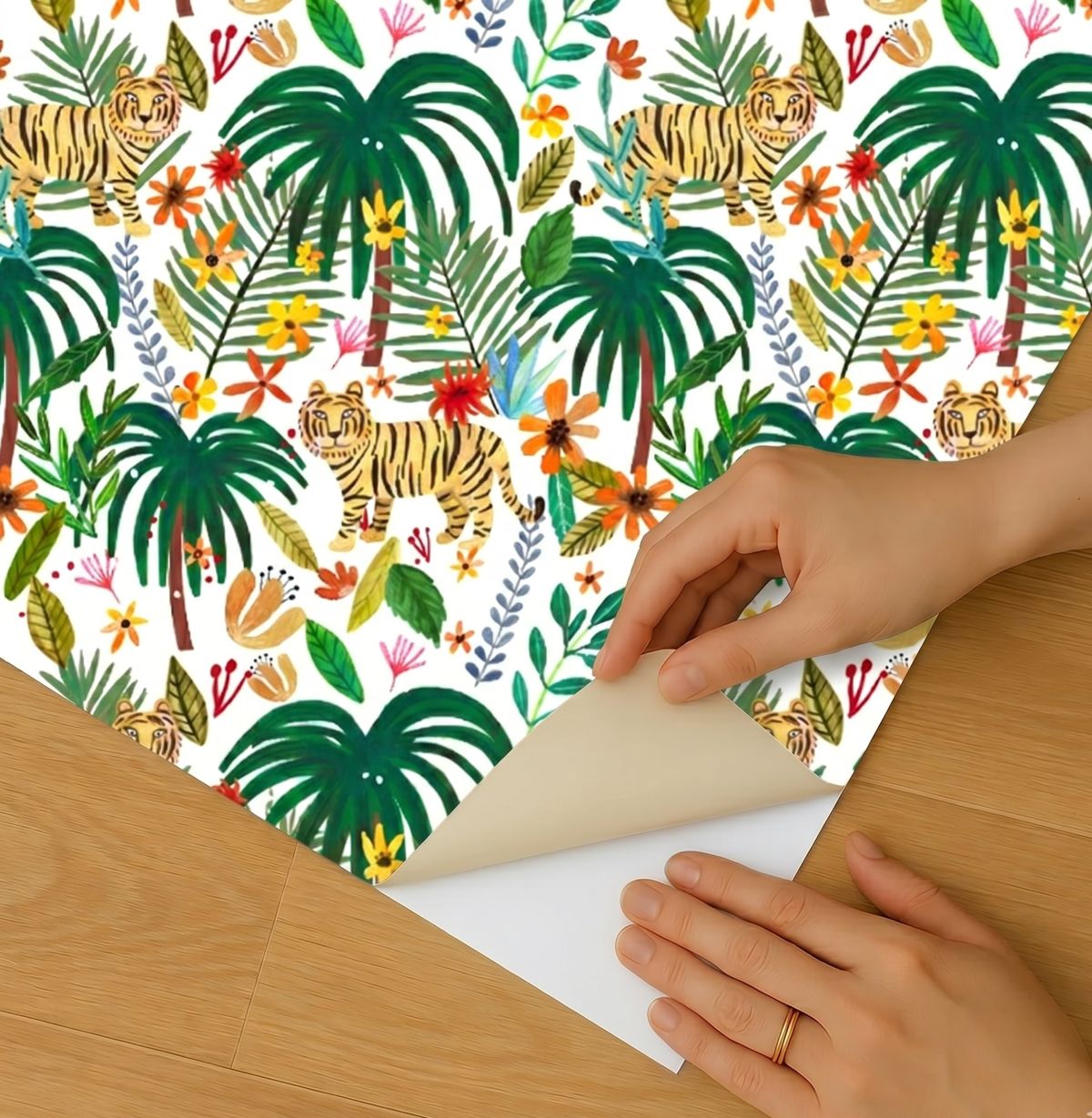 VEER DECOR Mia Charro Collection Jungle Jumboree White Peel & Stick Wallpaper Novelty White   - MIAPS4-03