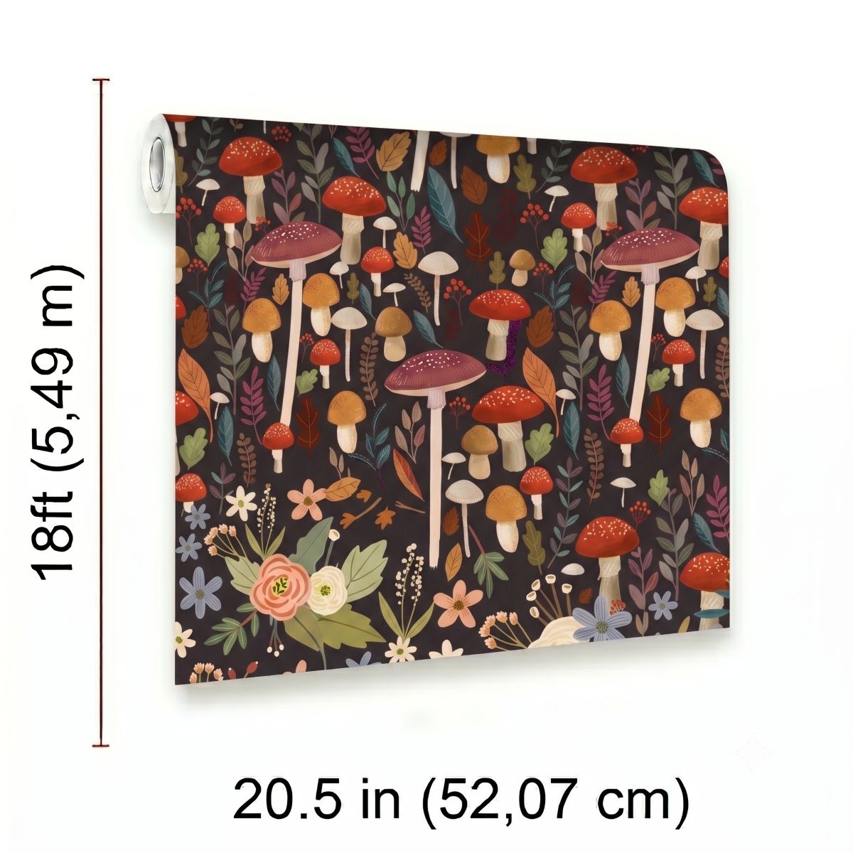 VEER DECOR Mia Charro Collection Mushroom Muse Black Peel & Stick Wallpaper Novelty Black   - MIAPS5-03
