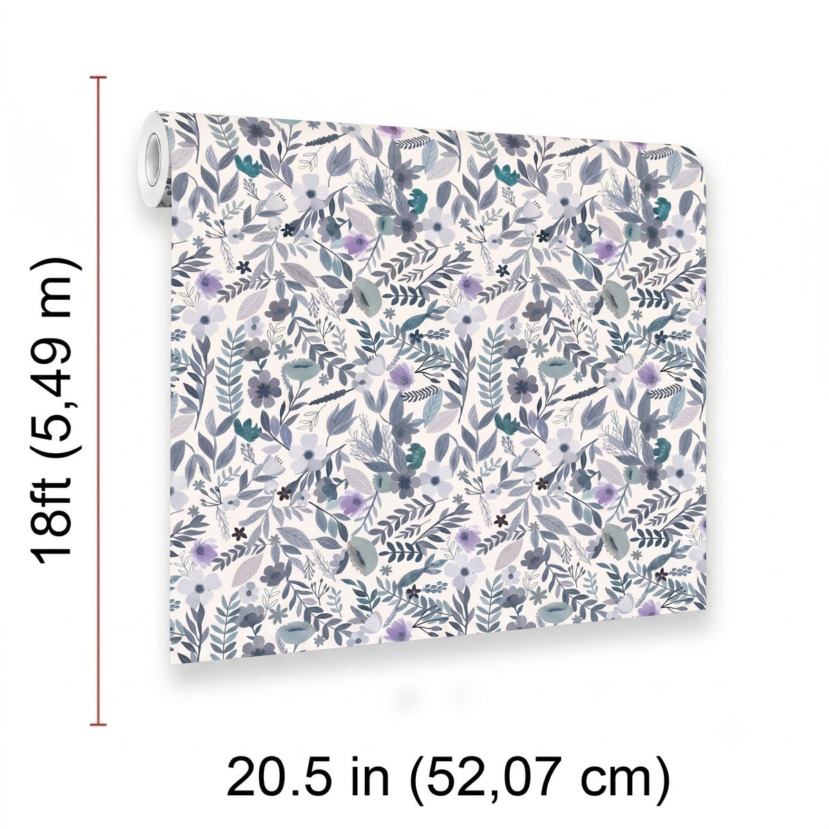 VEER DECOR Mia Charro Collection Emilie Floral Grey & Blue Peel & Stick Wallpaper  Transitional Grey    - MIAPS6-02