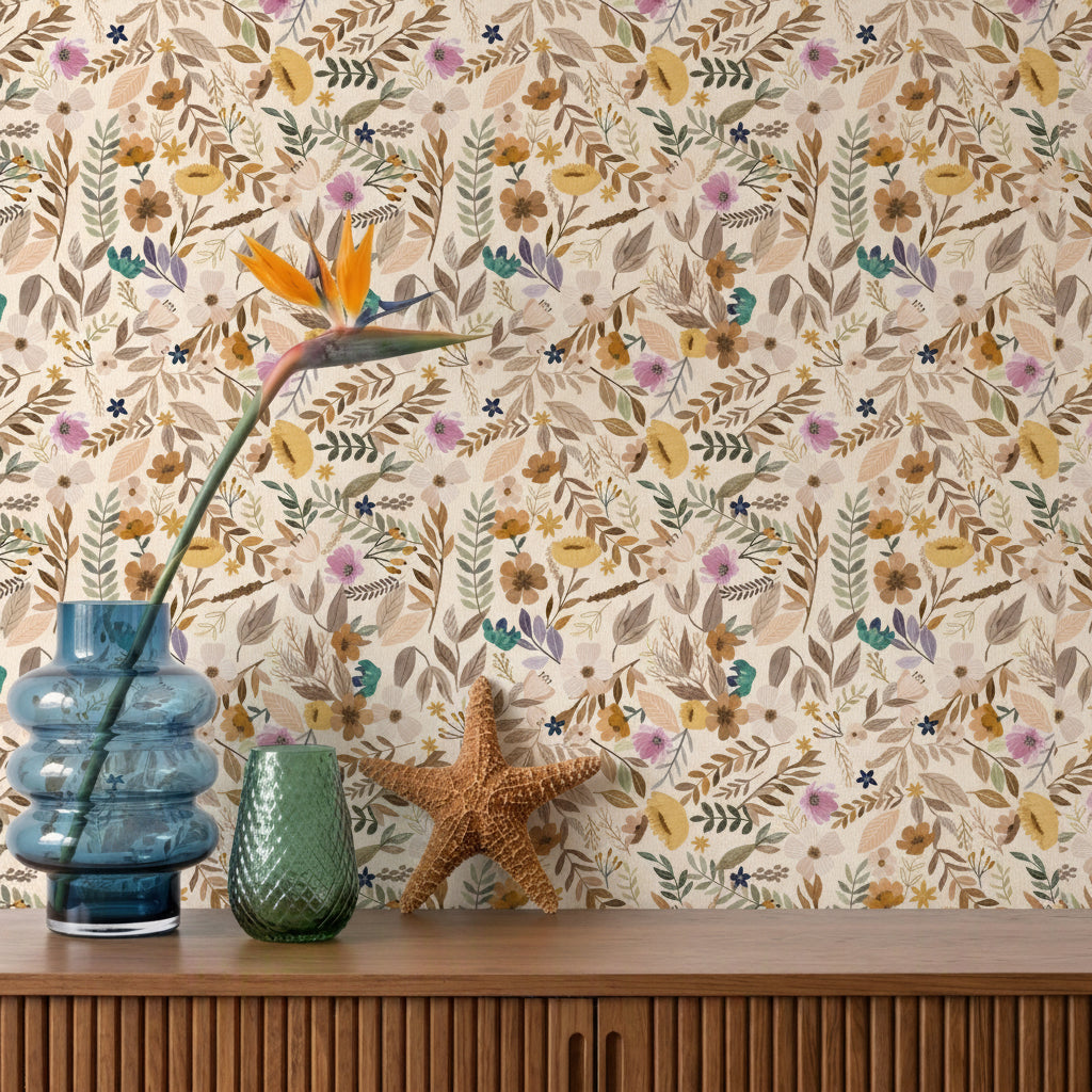 VEER DECOR Mia Charro Collection Emilie Floral Sepia Peel & Stick Wallpaper  Transitional Sepia   - MIAPS6-03