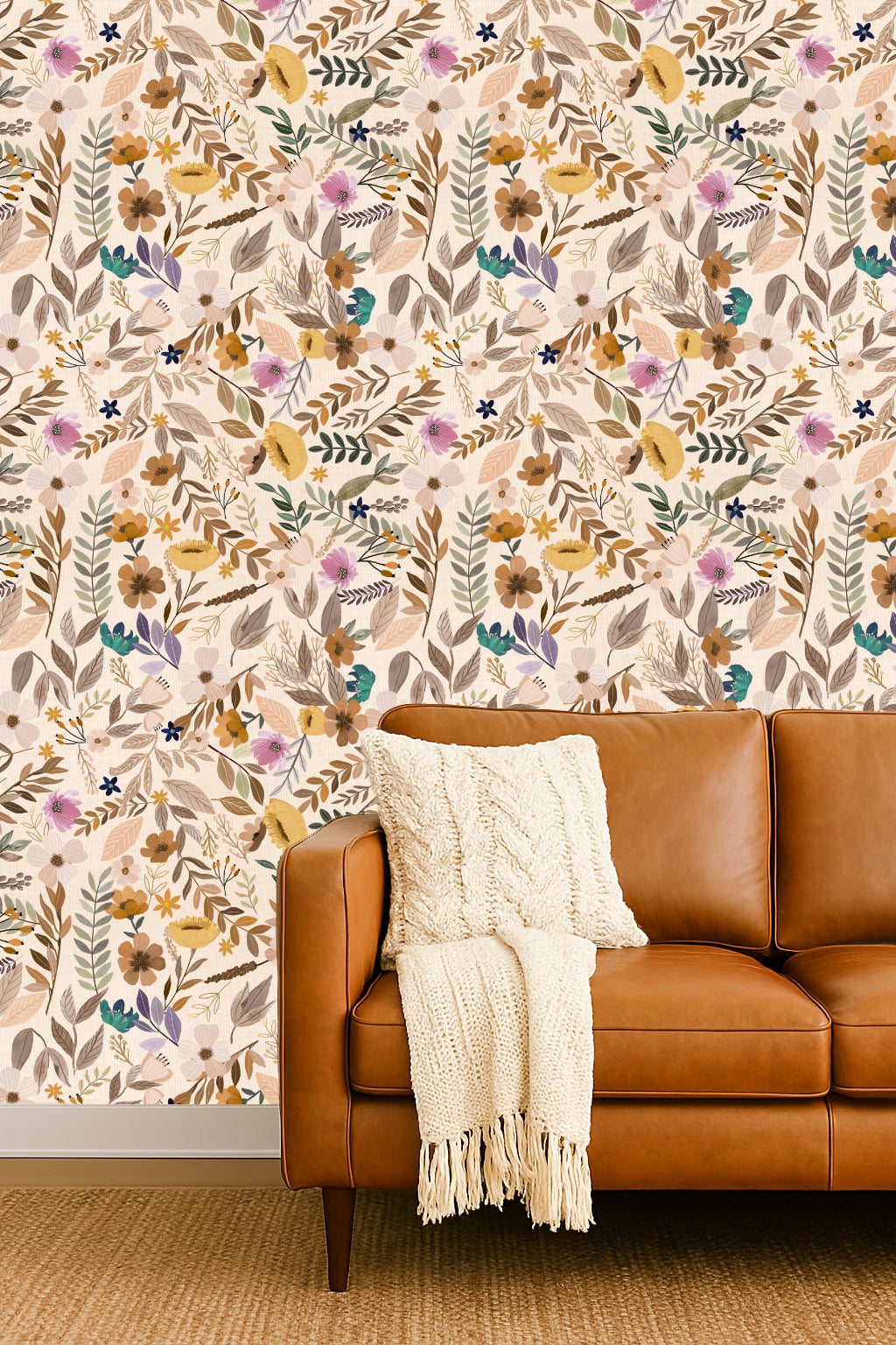 VEER DECOR Mia Charro Collection Emilie Floral Sepia Peel & Stick Wallpaper  Transitional Sepia   - MIAPS6-03