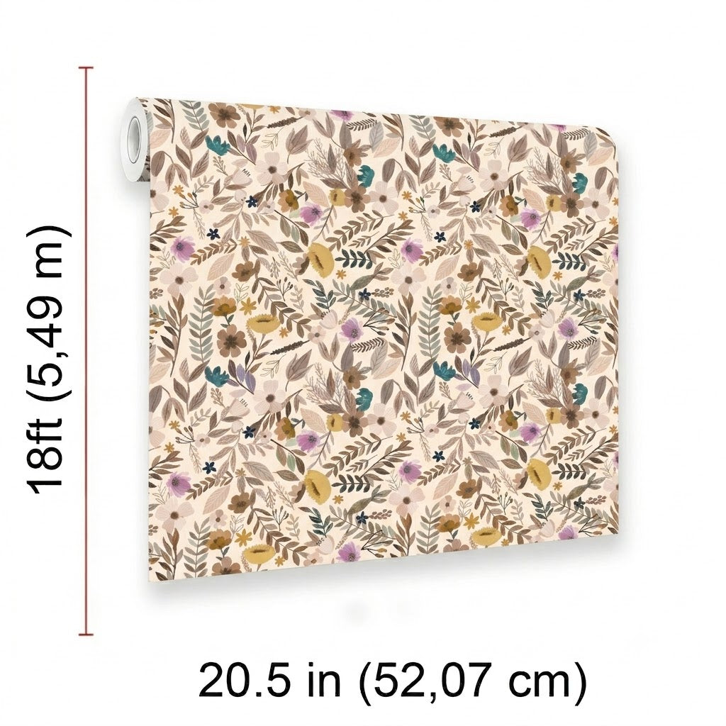 VEER DECOR Mia Charro Collection Emilie Floral Sepia Peel & Stick Wallpaper  Transitional Sepia   - MIAPS6-03