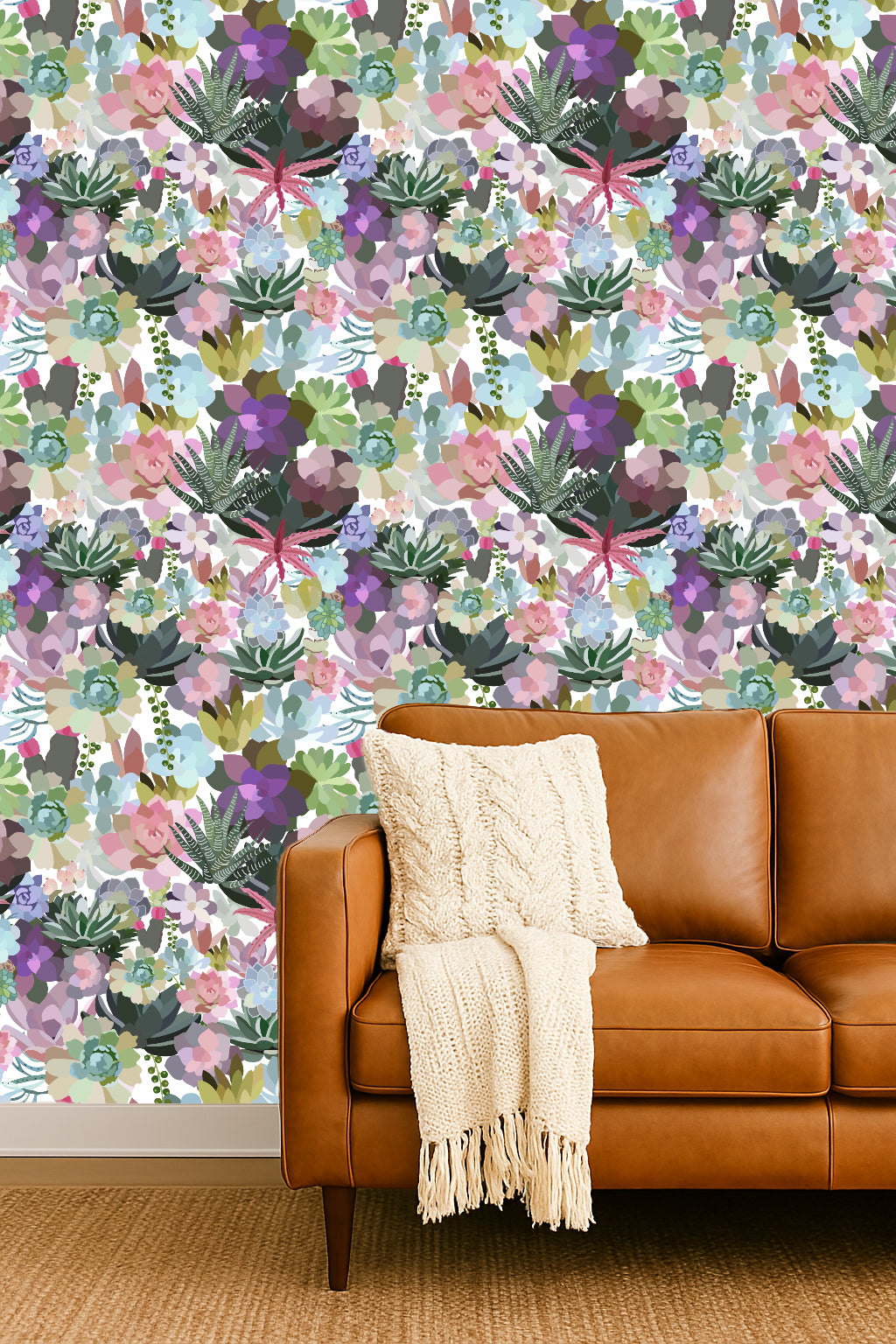 VEER DECOR Mia Charro Collection Mia's Succulent Soft Pastel Pink Peel and Stick Wallpaper Transitional Pink   - MIAPS7-02