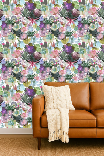 VEER DECOR Mia Charro Collection Mia's Succulent Soft Pastel Pink Peel and Stick Wallpaper Transitional Pink   - MIAPS7-02