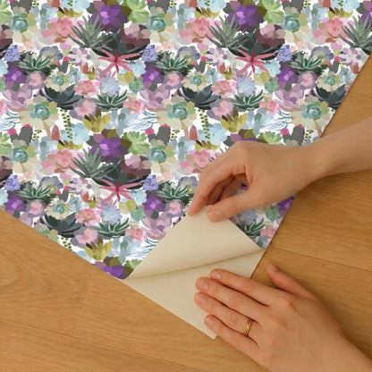 VEER DECOR Mia Charro Collection Mia's Succulent Soft Pastel Pink Peel and Stick Wallpaper Transitional Pink   - MIAPS7-02