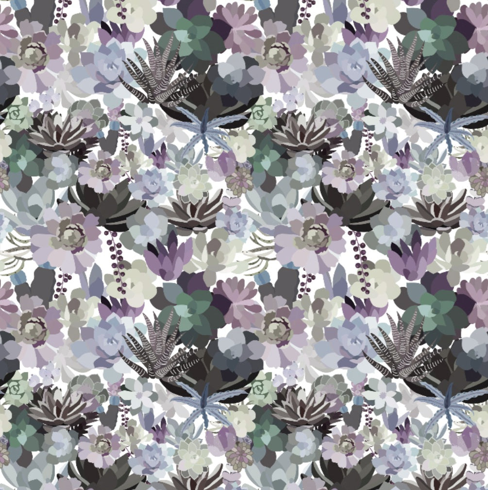 VEER DECOR Mia Charro Collection Mia's Succulent Lavender & Blue Peel and Stick Wallpaper Transitional Blue   - MIAPS7-03