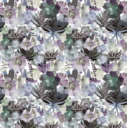 VEER DECOR Mia Charro Collection Mia's Succulent Lavender & Blue Peel and Stick Wallpaper Transitional Blue   - MIAPS7-03