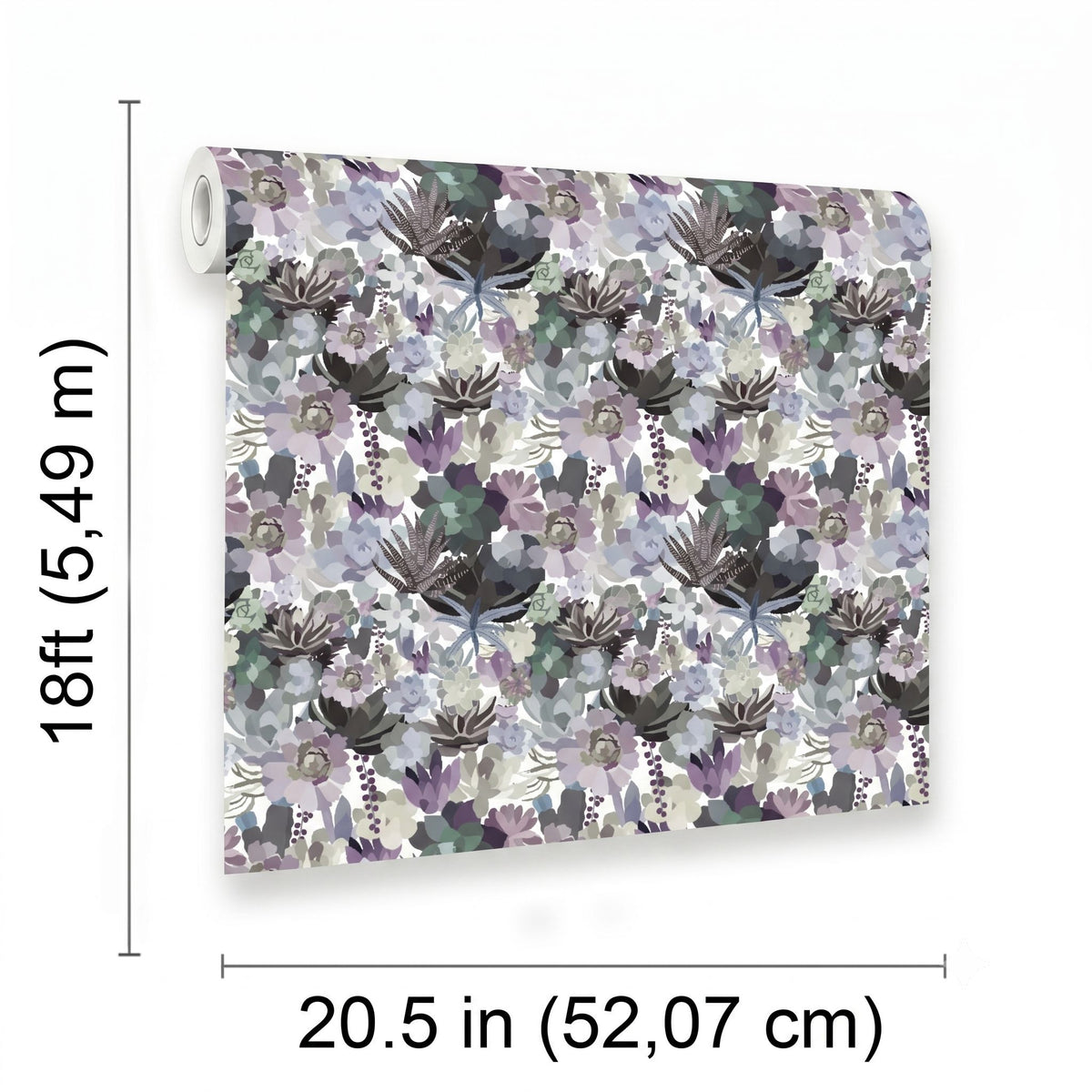 VEER DECOR Mia Charro Collection Mia's Succulent Lavender & Blue Peel and Stick Wallpaper Transitional Blue   - MIAPS7-03