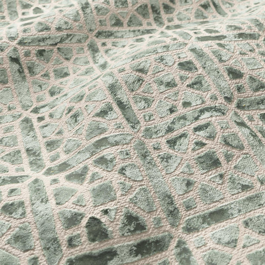 JF Fabrics MIDWAY 63 Fabric Geometric, Transitional, Contemporary Green, Teal  Velvet - 8999263 J9181