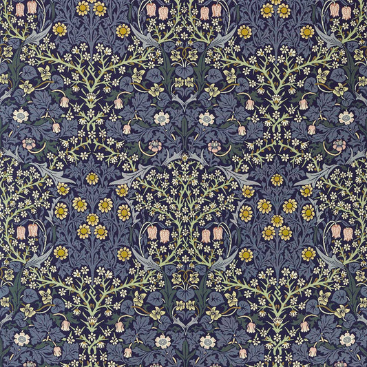 MORRIS & CO Blackthorn Weave Fabric Contemporary, Floral Indigo   - MIND237556