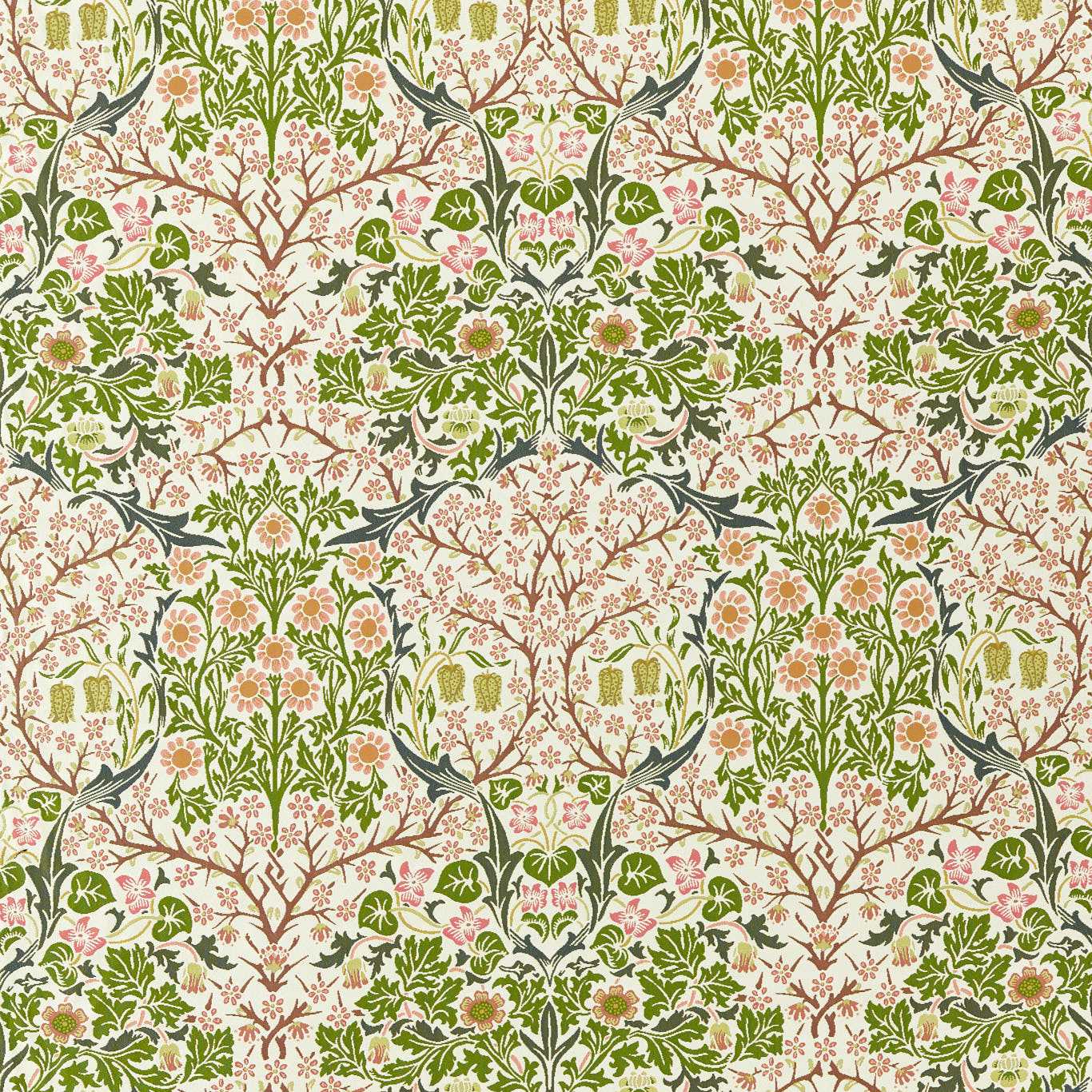 MORRIS & CO Blackthorn Weave Fabric Contemporary, Floral Nettle,Clay   - MIND237557