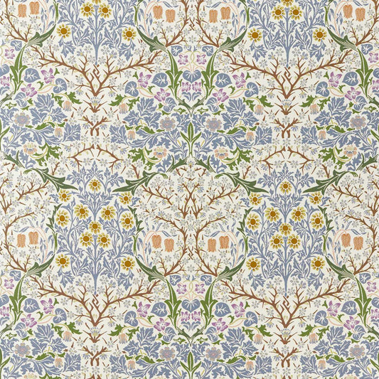 MORRIS & CO Blackthorn Weave Fabric Contemporary, Floral Sky Blue   - MIND237558