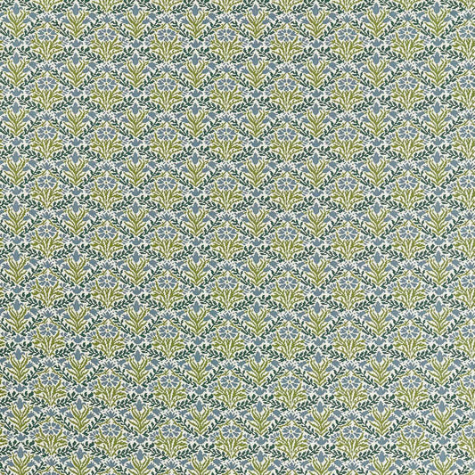 MORRIS & CO Bellflowers Weave Fabric Contemporary, Floral Sky Blue,Forest   - MIND237559