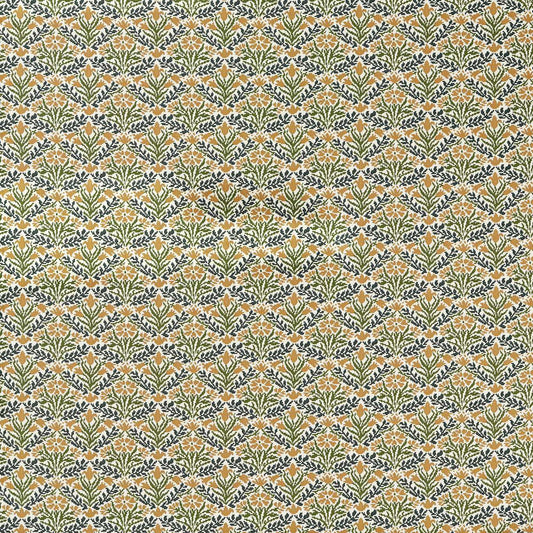 MORRIS & CO Bellflowers Weave Fabric Contemporary, Floral Moss,Wheat   - MIND237560