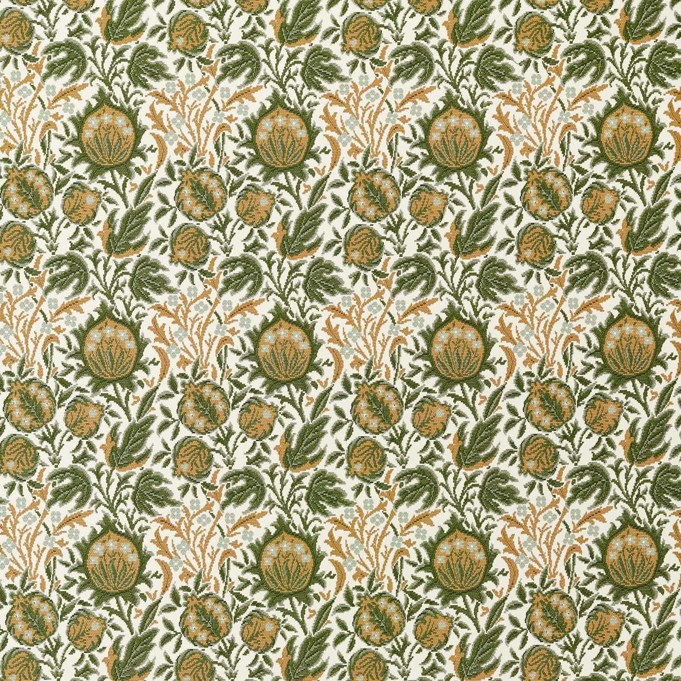 MORRIS & CO Elmcote Weave Fabric Contemporary, Floral Moss,Wheat   - MIND237562