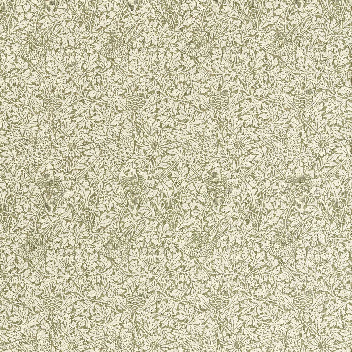 MORRIS & CO Bird & Anemone Weave Fabric Birds Sage   - MIND237583