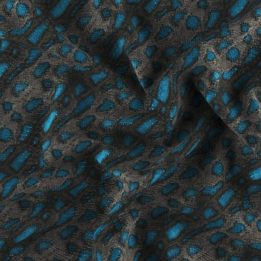 JF Fabrics MINERVA 65 Fabric Animal, Metallic, Texture Turquoise, Blue, Silver, Black  Vinyl, Vegan Leather - 8935365 J9011