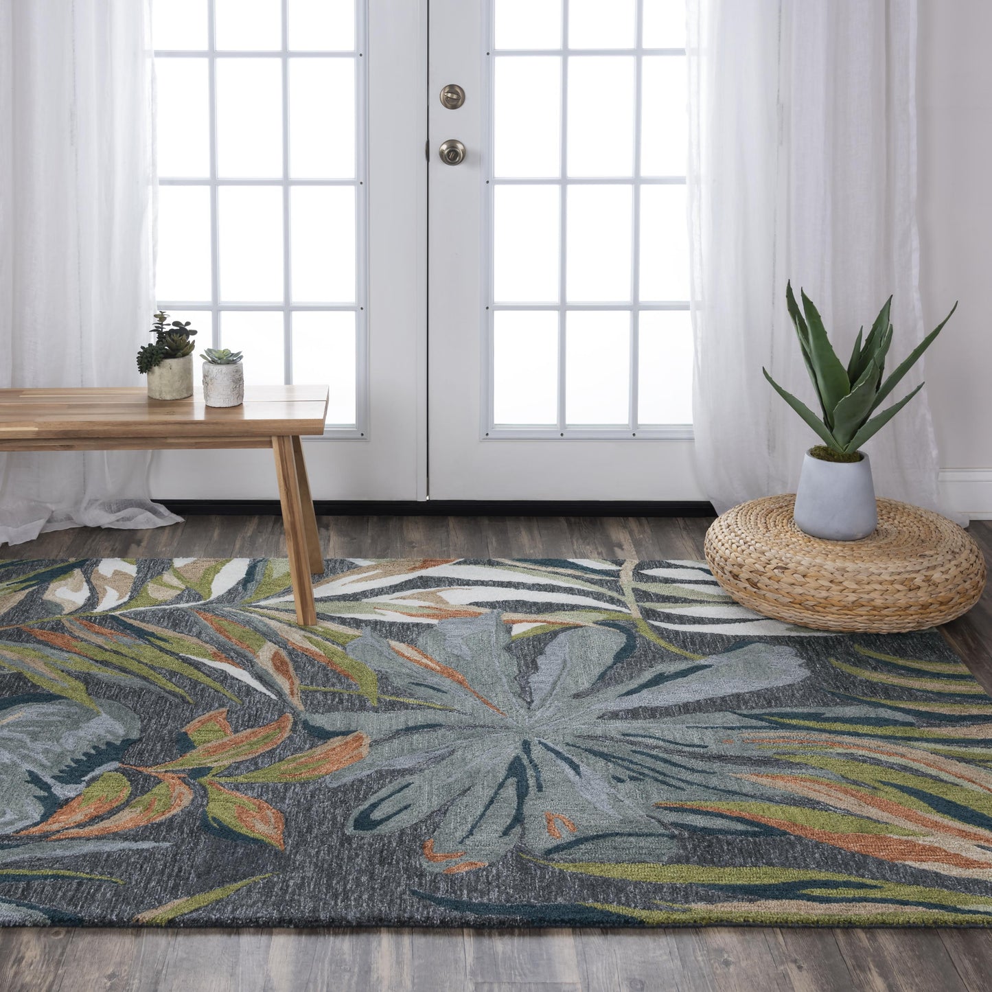 Coastal nautical rug, 5' x 8'.