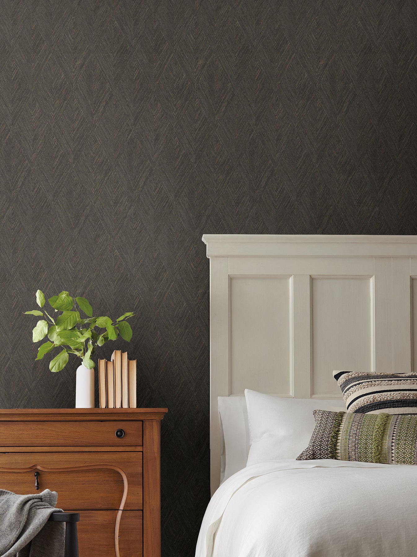 York Wallcoverings Magnolia Home High Performance Challenger Shadow Wallpaper Traditional Geometrics Blacks   - MJ4802N