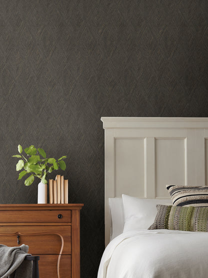 York Wallcoverings Magnolia Home High Performance Challenger Shadow Wallpaper Traditional Geometrics Blacks   - MJ4802N