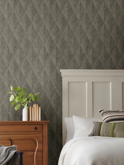 York Wallcoverings Magnolia Home High Performance Challenger Nook Wallpaper Traditional Geometrics Blacks   - MJ4805N
