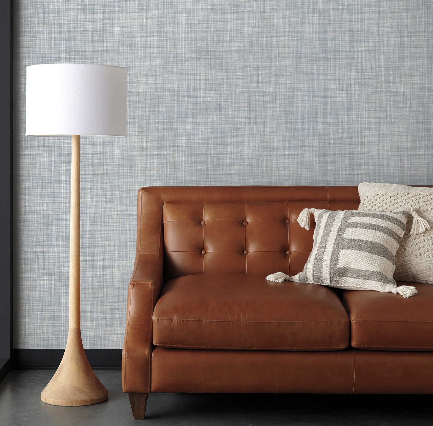 York Wallcoverings Magnolia Home High Performance Crossroad Denim Wallpaper Transitional Weaves Blues  Wallpaper - MJ4818