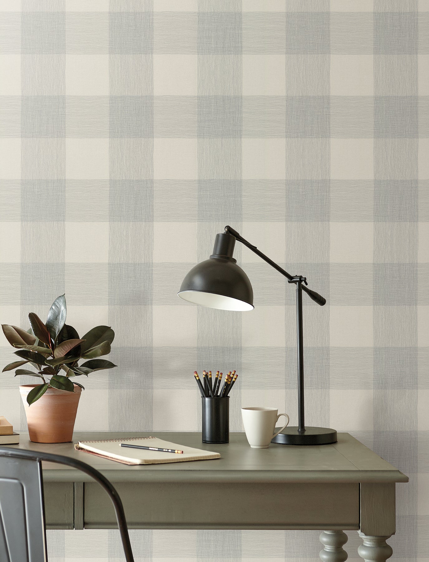 York Wallcoverings Magnolia Home High Performance Weft And Weave Eden Wallpaper Farmhouse Plaids and Checks Greys  Wallpaper - MJ4837