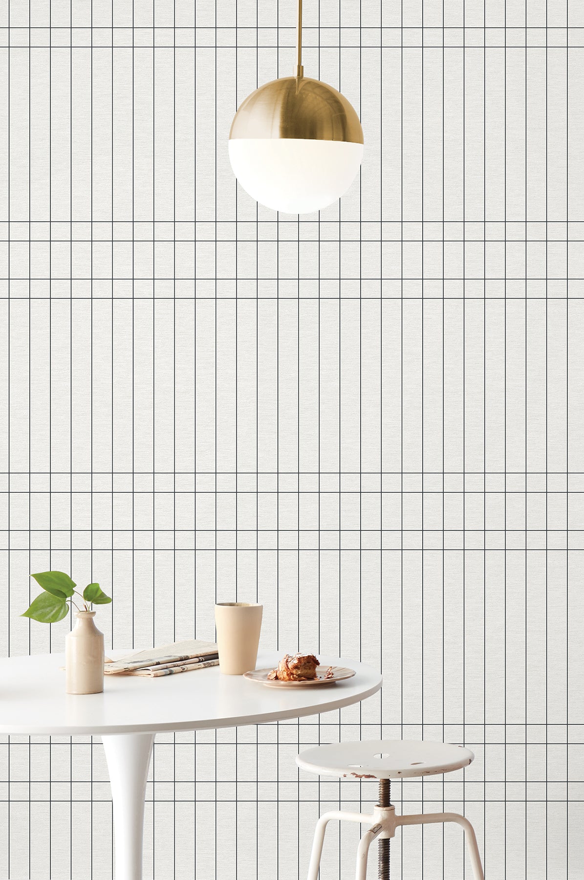 York Wallcoverings Magnolia Home High Performance Boulevard Charcoal Wallpaper Modern Geometrics Whites and Off-Whites  Wallpaper - MJ4846