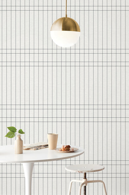 York Wallcoverings Magnolia Home High Performance Boulevard Charcoal Wallpaper Modern Geometrics Whites and Off-Whites  Wallpaper - MJ4846