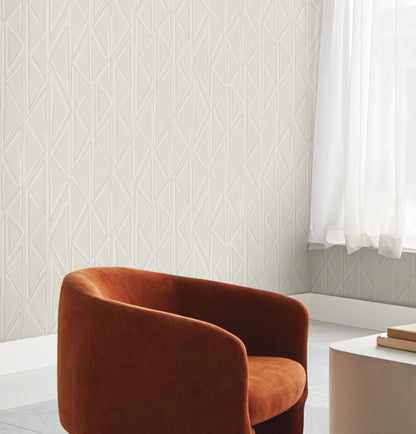 York Wallcoverings Magnolia Home High Performance Side By Side Cotton Wallpaper Modern Geometrics Beiges  Wallpaper - MJ4856