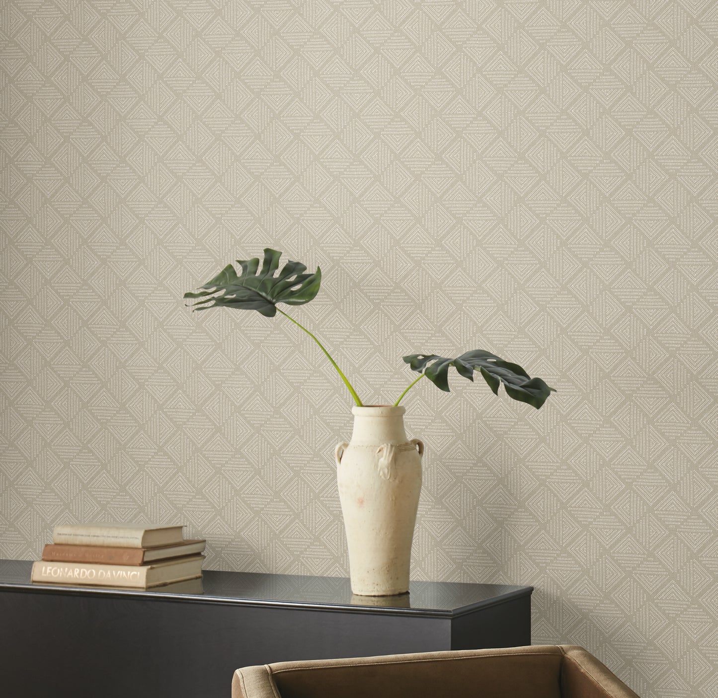 York Wallcoverings Magnolia Home High Performance Center Square Yarn Wallpaper Modern Geometrics Browns  Wallpaper - MJ4860