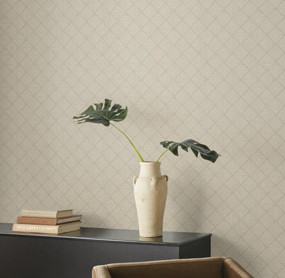 York Wallcoverings Magnolia Home High Performance Center Square Yarn Wallpaper Modern Geometrics Browns  Wallpaper - MJ4860