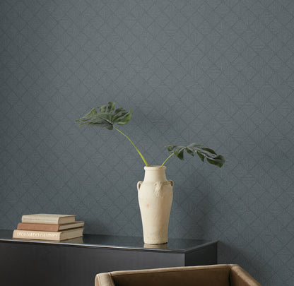 York Wallcoverings Magnolia Home High Performance Center Square Indigo Wallpaper Modern Geometrics Blues  Wallpaper - MJ4862