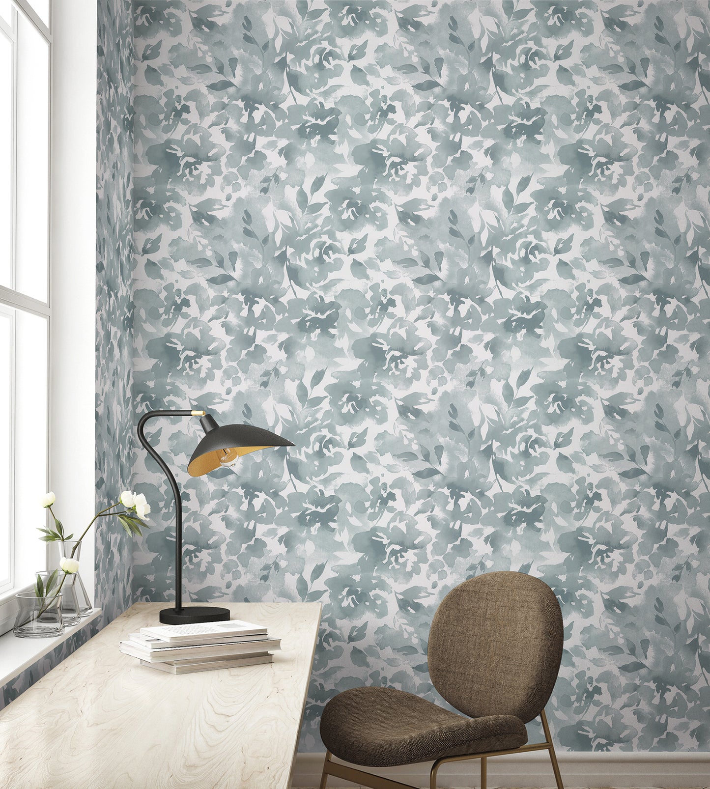 York Wallcoverings Magnolia Home High Performance Lakelynn Current Wallpaper Whimsical Florals Blues  Wallpaper - MJ4867
