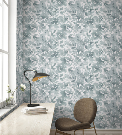 York Wallcoverings Magnolia Home High Performance Lakelynn Current Wallpaper Whimsical Florals Blues  Wallpaper - MJ4867