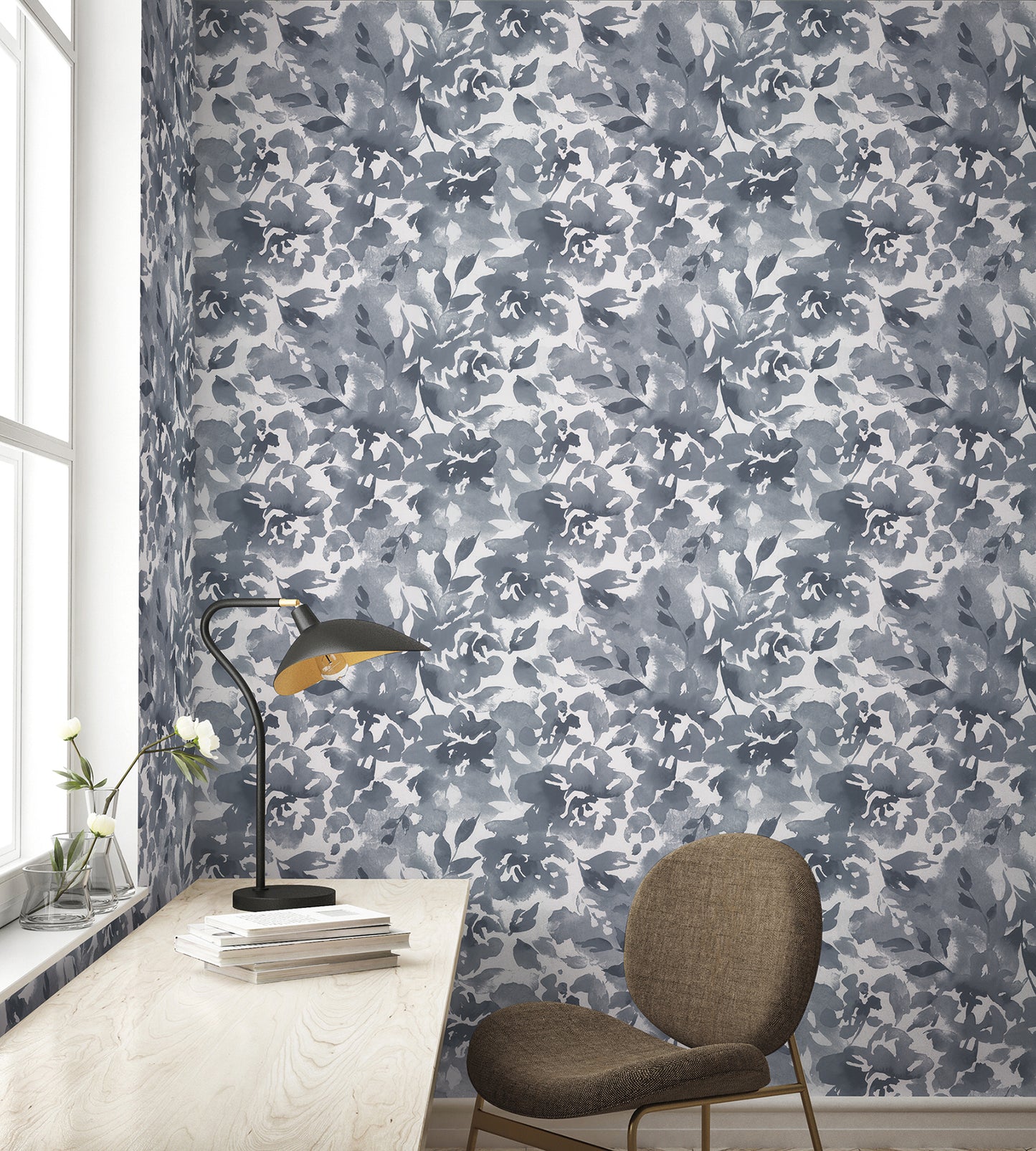 York Wallcoverings Magnolia Home High Performance Lakelynn Lakefront Wallpaper Whimsical Florals Blues  Wallpaper - MJ4868