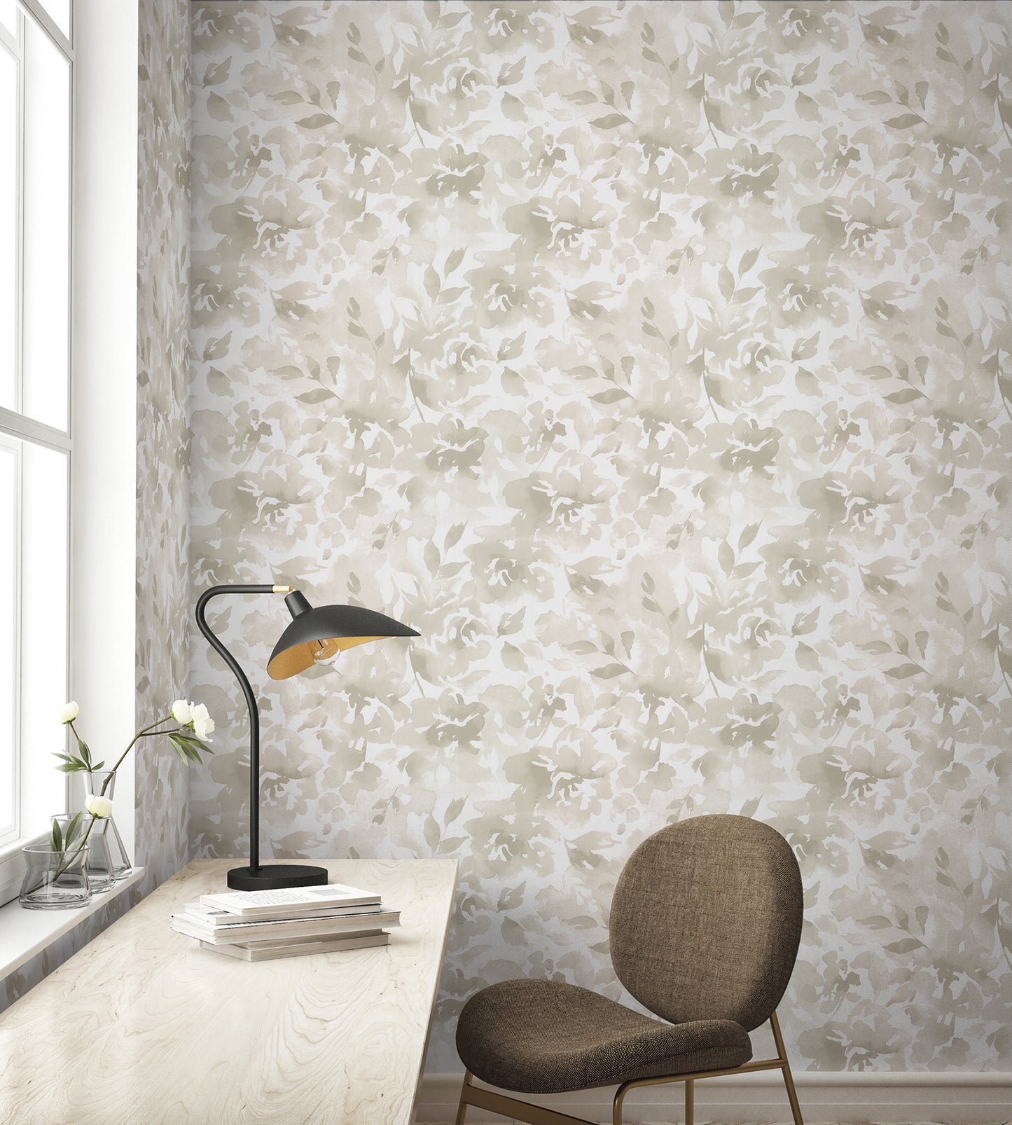 York Wallcoverings Magnolia Home High Performance Lakelynn Mineral Wallpaper Whimsical Florals Beiges  Wallpaper - MJ4870
