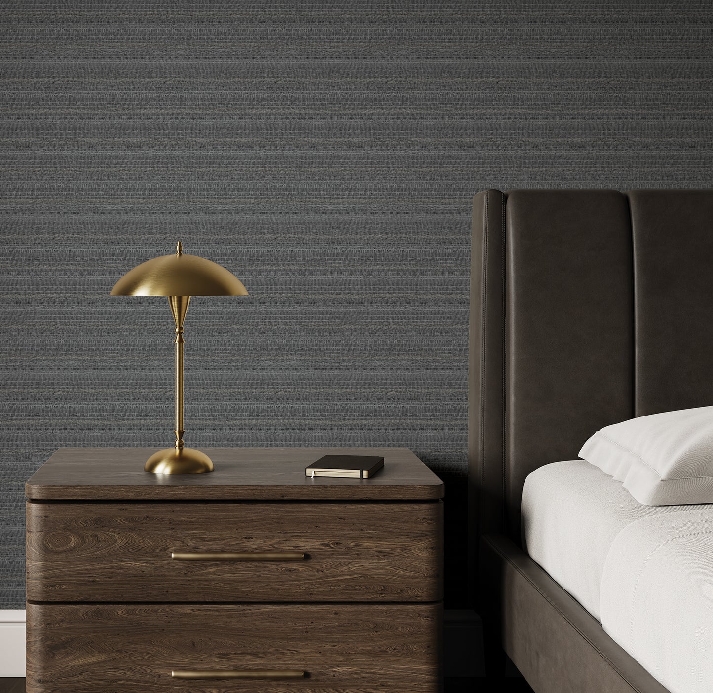 York Wallcoverings Magnolia Home High Performance In The Details Charcoal Wallpaper Transitional Stripes Blacks   - MJ4875N