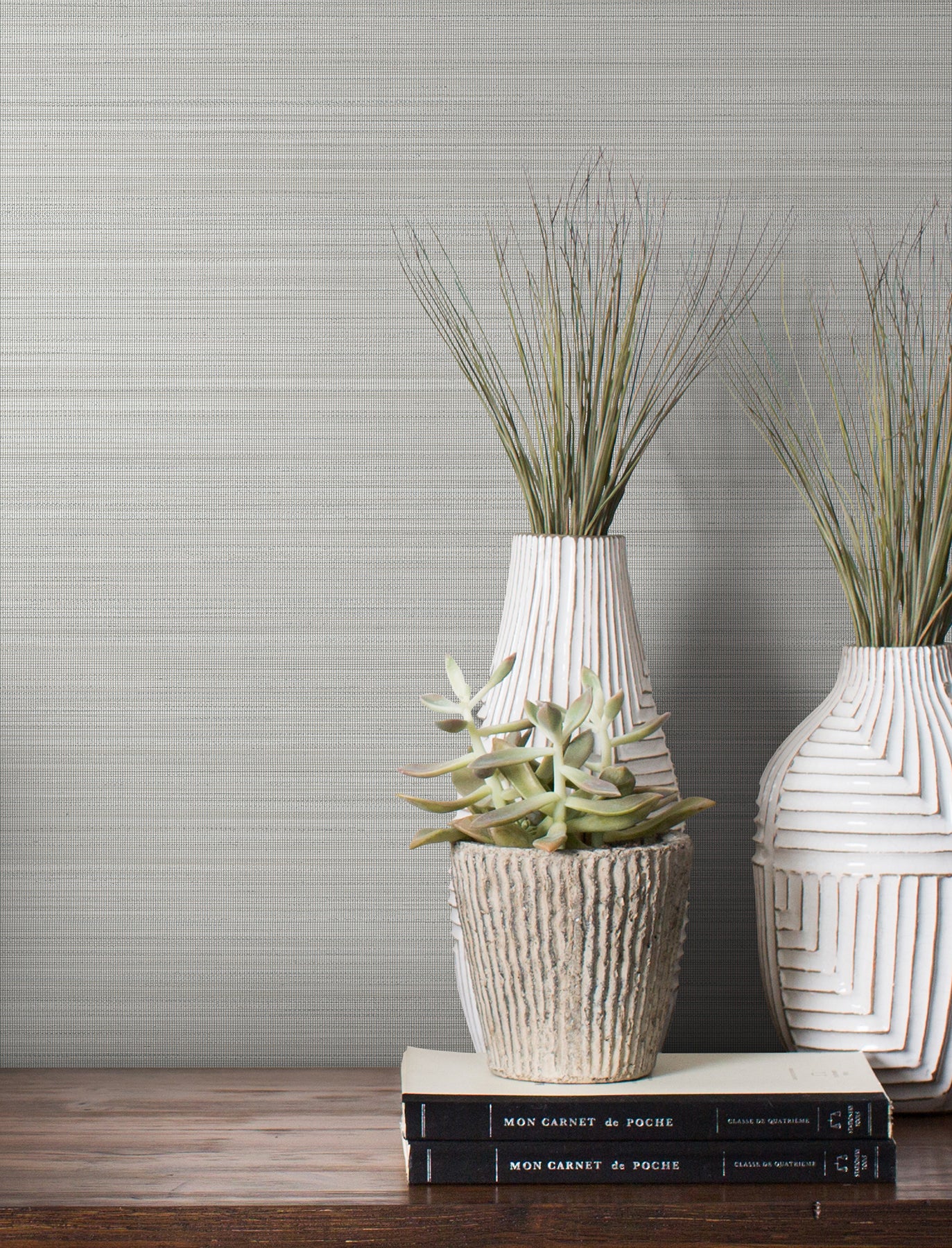 York Wallcoverings Magnolia Home High Performance Loomed Gravel Wallpaper Traditional Faux Grasscloth Greys   - MJ4883N