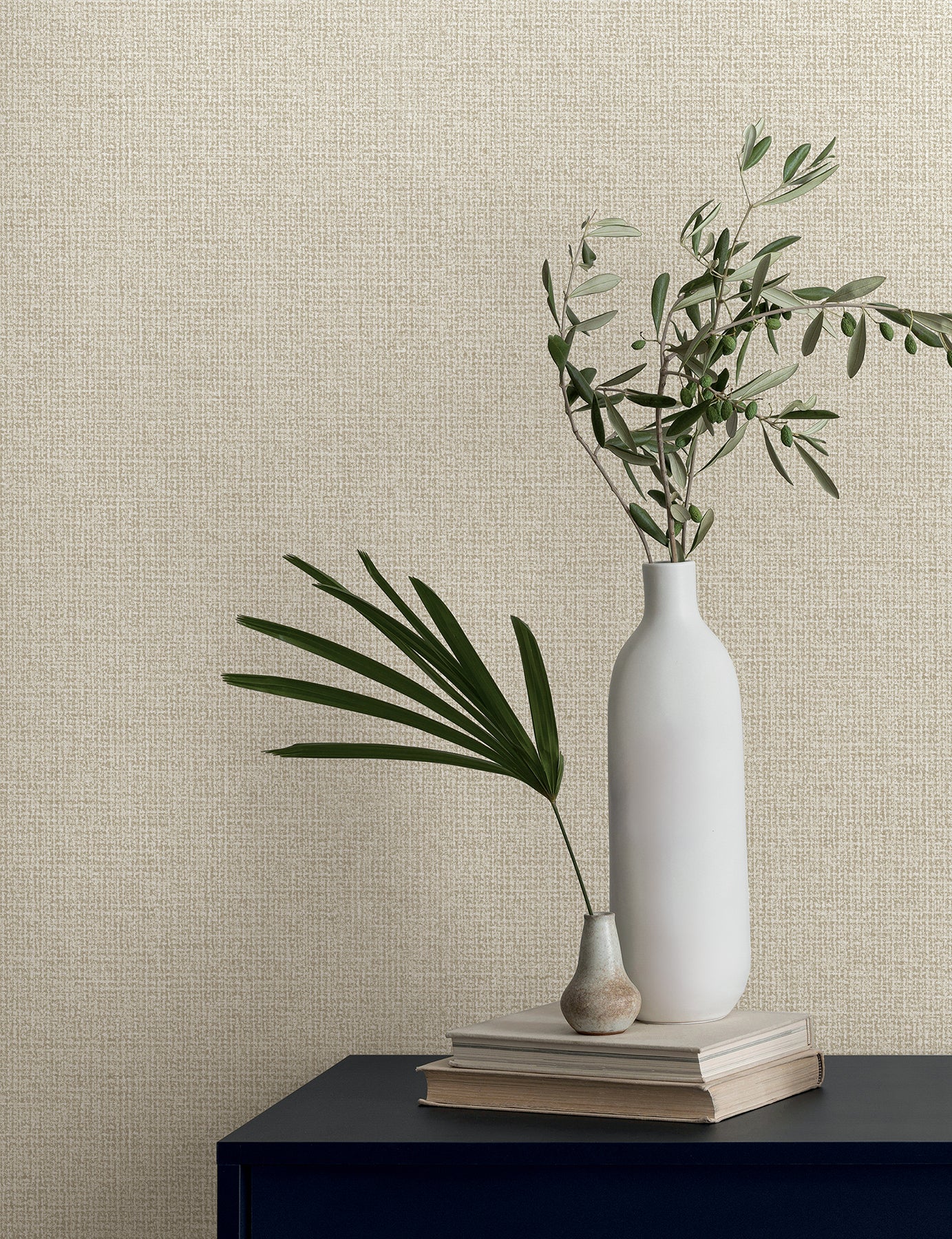 York Wallcoverings Magnolia Home Artful Prints and Patterns Brindled Linen Wallpaper Transitional Textures Beiges   - MJ4896N