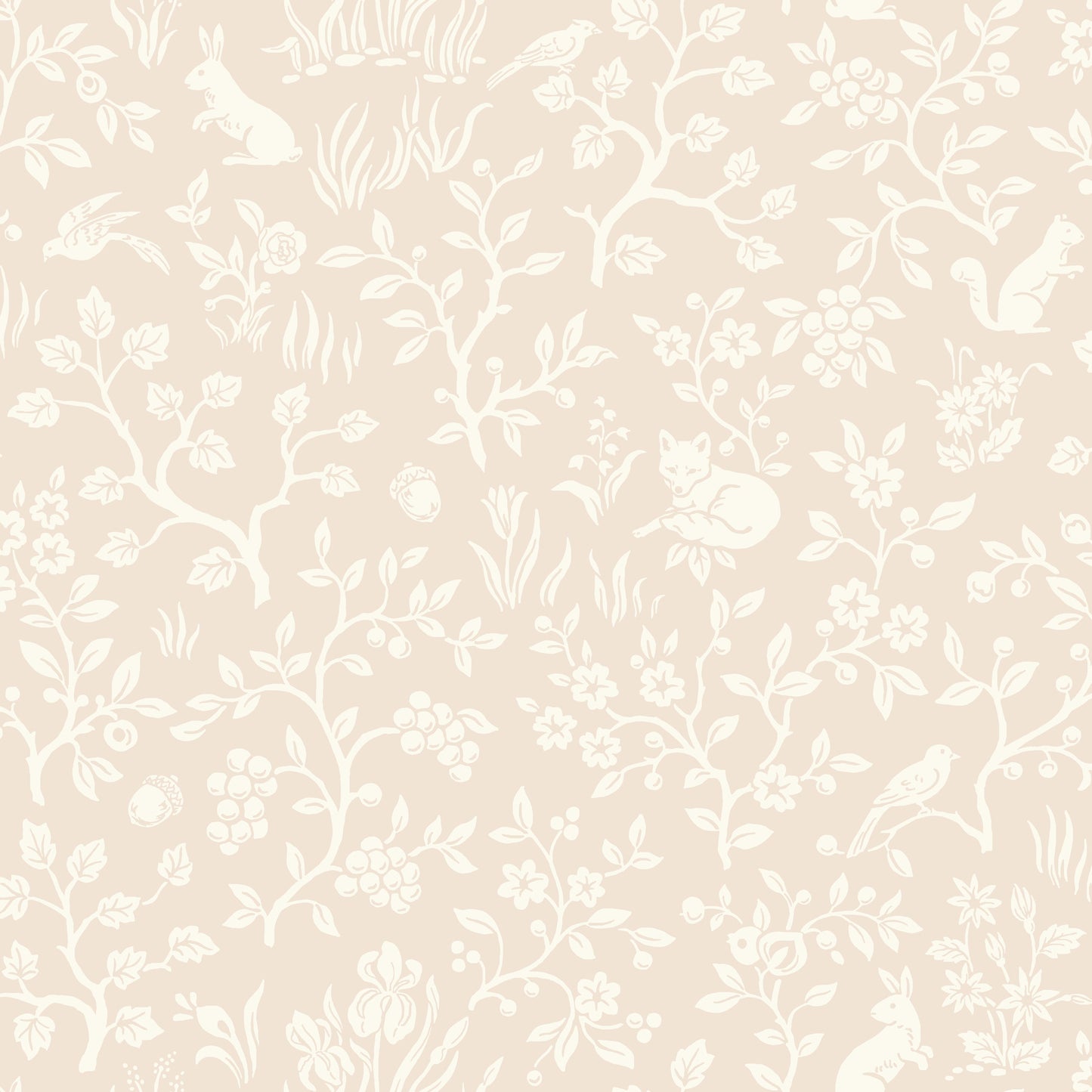 York Wallcoverings Magnolia Home Artful Prints and Patterns Fox and Hare Pink Wallpaper  Animals Pinks   - MK1110