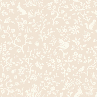 York Wallcoverings Magnolia Home Artful Prints and Patterns Fox and Hare Pink Wallpaper  Animals Pinks   - MK1110