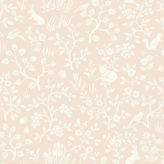 York Wallcoverings Magnolia Home Artful Prints and Patterns Fox and Hare Pink Wallpaper  Animals Pinks   - MK1110