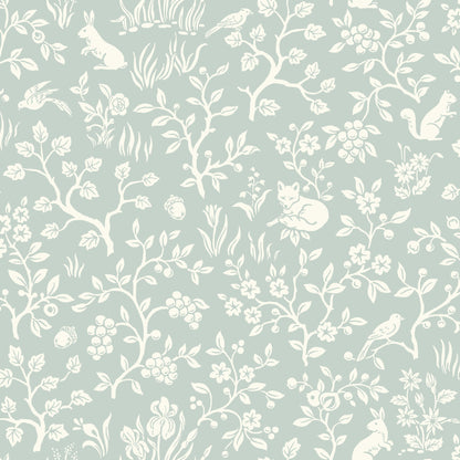 York Wallcoverings Magnolia Home Artful Prints and Patterns Fox and Hare Green Wallpaper  Animals Greens   - MK1111
